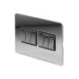 The Finsbury Collection Flat Plate Polished Chrome 10A 6 Gang 2 Way Switch Blk Ins Screwless