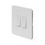 The Eldon Collection Flat Plate White Metal 2 Gang Intermediate Switch Wht Ins Screwless