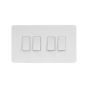 The Eldon Collection Flat Plate White Metal 10A 4 Gang Intermediate Switch Wht Ins Screwless