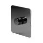 The Connaught Collection Black Nickel Flat Plate 1 Gang 2 Way Intelligent Trailing Dimmer Screwless 100W LED (250w Halogen/Incandescent)