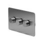 The Lombard Collection Flat Plate Brushed Chrome 3 Gang 2 Way Trailing Dimmer Screwless 100W LED (250w Halogen/Incandescent)