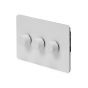 The Eldon Collection Flat Plate White Metal 3 Gang 2 Way Trailing Dimmer Screwless 100W LED (250w Halogen/Incandescent)
