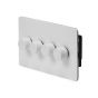 The Eldon Collection Flat Plate White Metal 4 Gang 2 Way Trailing Dimmer Screwless 100W LED (250w Halogen/Incandescent)