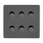 The Connaught Collection Black Nickel Flat Plate 6 Gang 2 Way Intelligent Trailing Dimmer Switch Screwless 150W LED (400w Halogen/Incandescent)