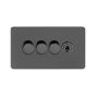 Soho Lighting Black Nickel Flat Plate 4 Gang Switch with 3 Dimmers (3x150W LED Dimmer 1x20A 2 Way Toggle)