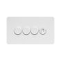 Soho Lighting White Metal Flat Plate 4 Gang Switch with 3 Dimmers (3x150W LED Dimmer 1x20A 2 Way Toggle)