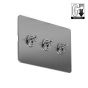 The Lombard Collection Flat Plate Brushed Chrome 3 Gang Dimming Toggle Switch
