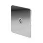 The Finsbury Collection Flat Plate Polished Chrome 1 Gang TV Socket Wht Ins Screwless