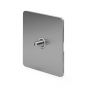 The Lombard Collection Flat Plate Brushed Chrome 1 Gang Satellite Socket Wht Ins Screwless