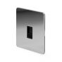 The Finsbury Collection Flat Plate Polished Chrome 1 Gang Data Socket RJ45 Ethernet Cat5 Blk Ins Screwless