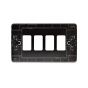 The Connaught Collection Black Nickel Flat Plate 4 Gang RM Rectangular Module Grid Switch Plate