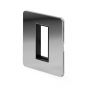 The Finsbury Collection Polished Chrome Black Insert Flat Plate 1 x25mm EM-Euro Module Faceplate