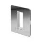 The Finsbury Collection Polished Chrome White Insert Flat Plate 1 x25mm EM-Euro Module Faceplate