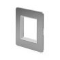 The Lombard Collection Brushed Chrome White Insert Flat Plate 2 x25mm EM-Euro Module Faceplate