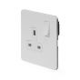 The Eldon Collection Flat Plate White Metal 13A 1 Gang Switched Socket, Double Pole Wht Ins Screwless