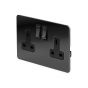 The Connaught Collection Flat Plate Black Nickel 13A 2 Gang Switched Socket, Double Pole Blk Ins Screwless