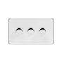Soho Fusion White & Polished Chrome With Chrome Edge 3 Gang 2 Way Trailing Dimmer Screwless 100W LED (250w Halogen/Incandescent)