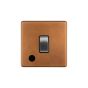 Soho Fusion Antique Copper & Brushed Chrome 20A 1 Gang DP Switch Flex Outlet Black Insert Screwless