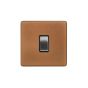 Soho Fusion Antique Copper & Brushed Chrome 10A 1 Gang 2 Way Switch Black Insert Screwless
