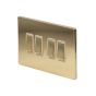 The Savoy Collection Brushed Brass 10A 4 Gang 2 Way Switch Wht Ins Screwless