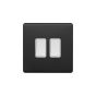 Soho Fusion Matt Black & White 10A 2 Gang Intermediate Switch Screwless