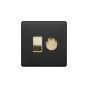 Soho Fusion Matt Black & Brushed Brass Dimmer and Rocker Switch Combo Blk Ins Screwless (2 Way Switch & Trailing Dimmer)