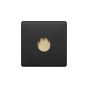 Soho Fusion Matt Black & Brushed Brass 1 Gang 2 Way Trailing Dimmer Screwless 100W LED (250w Halogen/Incandescent)