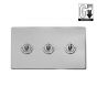 The Lombard Collection Brushed Chrome 3 Gang Dimming Toggle Switch