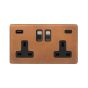 Soho Fusion Antique Copper & Brushed Chrome 2 Gang USB  A&C Socket (13A Socket + 2 USB Ports A&C 3.1A)