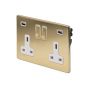The Savoy Collection Brushed Brass 13A 2 Gang DP USB Switched Socket (USB Output 4.8amp) Wht Ins Screwless