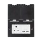 The Camden Collection Matt Black & White Screwless Double Floor Outlet 5Amp Socket & USB Charger