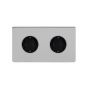 The Lombard Collection Brushed Chrome 16A 2 Gang Euro Schuko Socket Blk Ins Screwless
