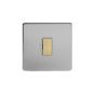 Soho Fusion Brushed Chrome & Brushed Brass 13A Unswitched Fused Connection Unit (FCU) White Inserts Screwless