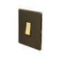 Soho Fusion Bronze & Brushed Brass 20A 1 Gang DP Switch Black Inserts Screwless
