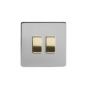 Soho Fusion Brushed Chrome & Brushed Brass 20A 2 Gang 2 Way Switch White Inserts Screwless