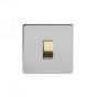 Soho Fusion Brushed Chrome & Brushed Brass 20A 1 Gang Intermediate Switch White Inserts Screwless