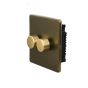 Soho Fusion Bronze & Brushed Brass 2 Gang 2 Way Trailing Dimmer Screwless 100W LED (250w Halogen/Incandescent)