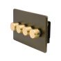 Soho Fusion Bronze & Brushed Brass 4 Gang 2 Way Trailing Dimmer Screwless 100W LED (250w Halogen/Incandescent)