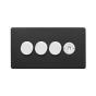 Soho Fusion Matt Black & White 4 Gang Switch with 3 Dimmers (3x150W LED Dimmer 1x20A 2 Way Toggle)