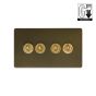 Soho Lighting Fusion Bronze & Brushed Brass 4 Gang Dimming Toggle Switch