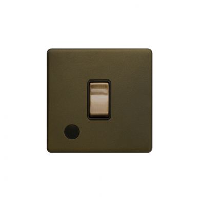 The Eton Collection Bronze 20A 1 Gang DP Switch Flex Outlet Black Inserts Screwless