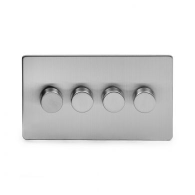 Brushed Chrome 4 Gang 2 Way Trailing Dimmer Switch with Black Insert