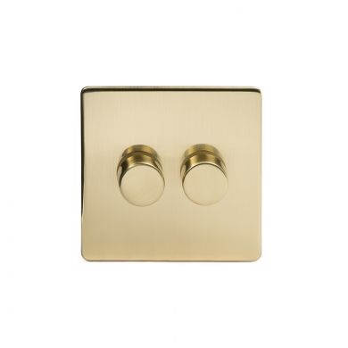 24k Brushed Brass 2 Gang 2 Way Trailing Dimmer Switch with Black Insert