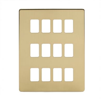 Brushed Brass 12 Gang Switch Plate