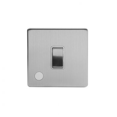 Brushed Chrome 1 Gang 20 Amp Switch Flex Outlet with White Insert