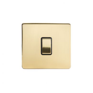 24k Brushed Brass 10A 1 Gang 2 Way Switch with Black Insert