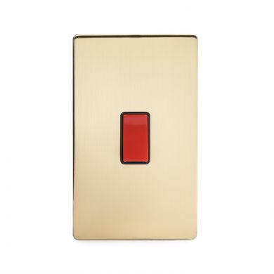 24k Brushed Brass 45A 1 Gang Double Pole Switch, Large Plate