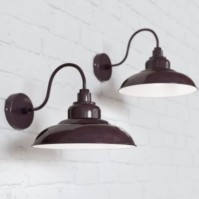 Portland Reclaimed Style Wall Light Mulberry Red