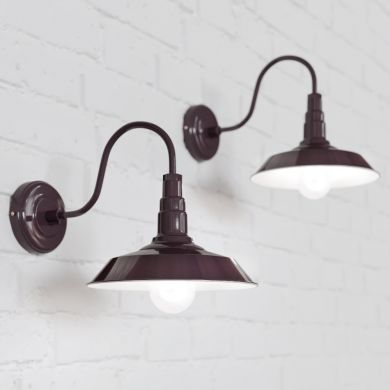 Argyll Industrial Wall Light Mulberry Red