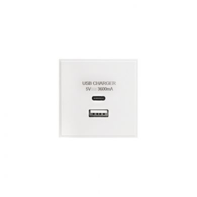 Soho Lighting Silk White Dual USB A+C Charger Euromodule 3.6A 50mmx 50mm